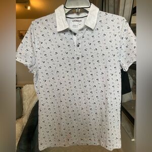 Men’s Express floral print polo shirt size Medium.